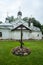 Orthodox cross near temple of Archangel Michael in the Archangelskoye, Russia