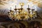 Orthodox golden chandelier at temple