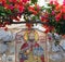 Orthodox icon of Saint Stephen and bougainvillea old town of Bud