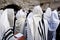 Orthodox Jewish men pray at the Western Wall in Jerusalem Israe