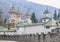 The orthodox Monastery Sinaia with towers and crosses on top