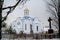 Orthodox old church with woman monastery and old cemetery