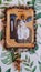 Orthodox prayer  rope  with beaded wooden cross Wooden icon Archangel Gabriel