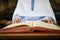 Orthodox priest during the liturgy praying to God for the good of the world