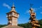 Orthodox water source Gremyachy and wooden church.