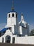 Orthodox white stone church in Siberia