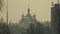 Orthodoxy church during sunset an foggy weather