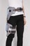 Orthopedic adjustable support brace for knee and hip fixation. Hip abduction orthosis. Knee brace or leg brace after hip