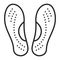 Orthopedic insoles black line icon. Orthotic arch support. Isolated vector element. Outline pictogram for web page, mobile app,