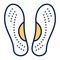 Orthopedic insoles. Orthotic arch support. Isolated vector element. Outline pictogram for web page, mobile app, promo.