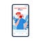Orthopedic pain - health app banner with cartoon man touching neck