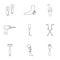 Orthopedic prosthetic icon set, outline style