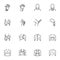 Orthopedic rehabilitation line icons set