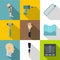 Orthopedic surgery icon set, flat style