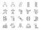 Orthopedics line icon set. Included the icons as osteoarthritis, medical rehab, plantar fasciitis, back injuries, Fracture and mor