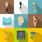 Orthopedics prosthetics icon set, flat style