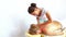 The orthopedist doctor does shoulder and neck massage to a young woman.