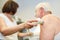 Orthopedist makes ultrasound examination