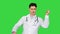 Orthopedist talking to camera and dancing after Everything will be fine on a Green Screen, Chroma Key.
