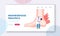 Orthopedy and Podiatry Medical Healthcare Landing Page Template. Doctor Podiatrist Character Stand at Huge Foot