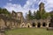 Orval Abbey, in Belgium. Ruins of the Cistercian monastery and the Gothic church. Ancient architecture