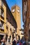 Orvieto, Italy - Torre del Moro tower in historic quarter of Orvieto old town