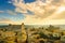 Orvieto medieval town and Duomo cathedral church aerial view. It