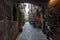 Orvieto, Umbria, Italy, narrow street with small shops