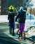 Orwell, Ohio, USA - 2-6-22:  A couple of Amish girls travelling down the road on scooters