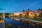 Oryol, Russia. View of Orlik river embankment at dusk