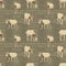 Oryx seamless pattern on watercolor texture