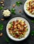 Orzo Pasta with sunshine dry tomato, black olives, walnut and feta cheese