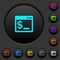 OS command terminal dark push buttons with color icons