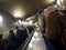 Osaka, Japan on April 9, 2019. Japanese residents in an escalator at a train station