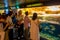 OSAKA, JAPAN - JULY 18, 2017: Unidentified people looking the ecuadorian species of fish originative from the Ecuadorian