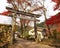 Osaka, Japan - November 24, 2019: Torii in front of temple at Minoo park in Osaka, Japan