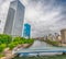 Osaka skyscrapers over the river