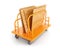 OSB plates on an orange trolley for long loads,