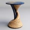 Osborne Spiral Side Table: Finely Rendered Textures In Light Brown And Dark Blue