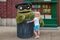 Oscar the Grouch with little girl in Sesame Street Party Parade at Seaworld 1