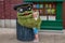 Oscar the Grouch with little girl in Sesame Street Party Parade at Seaworld 2.