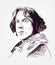 Oscar Wilde famous vector sketch portrait