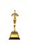 Oscars golden award or trophy isolated on a white background. Success and victory concept.