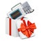 Oscilloscope inside gift box, present concept. 3D rendering