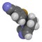 Osilodrostat Cushing`s syndrome drug molecule. 3D rendering. Atoms are represented as spheres with conventional color coding: