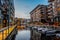 Oslo Aker Brygge marina at night