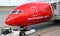 OSLO - AUG. 13: Norwegian Air Boeing Dreamliner 787 plane parked at Oslo Gardermoen airport on August 13, 2014.