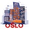 Oslo culture travel vector set