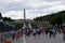 Oslo Norway - 22 june 2019: Vigeland Park, Bridge with view of Fountain and Monolith with tourists