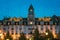 Oslo, Norway. Building Of Old Hotel In Night View. Centrum District In Summer Evening.